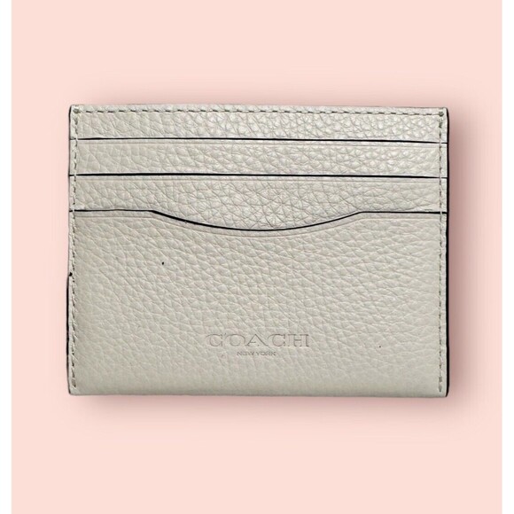 Coach Slim Card Case Chalk Pebbled Leather NWT $78 - Picture 1 of 2